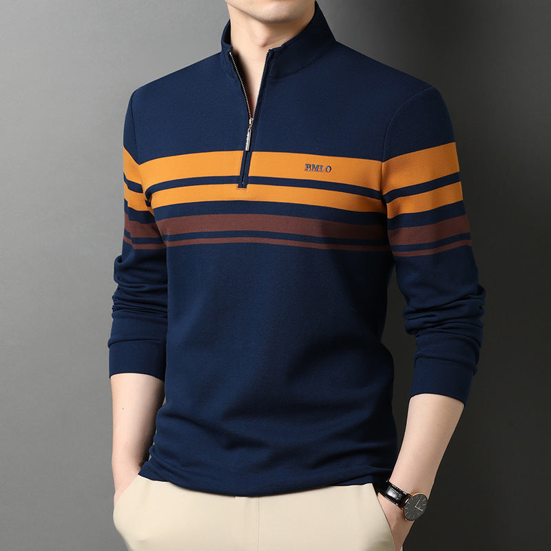 Men's T-shirts Cotton Stand Collar Long Sleeves